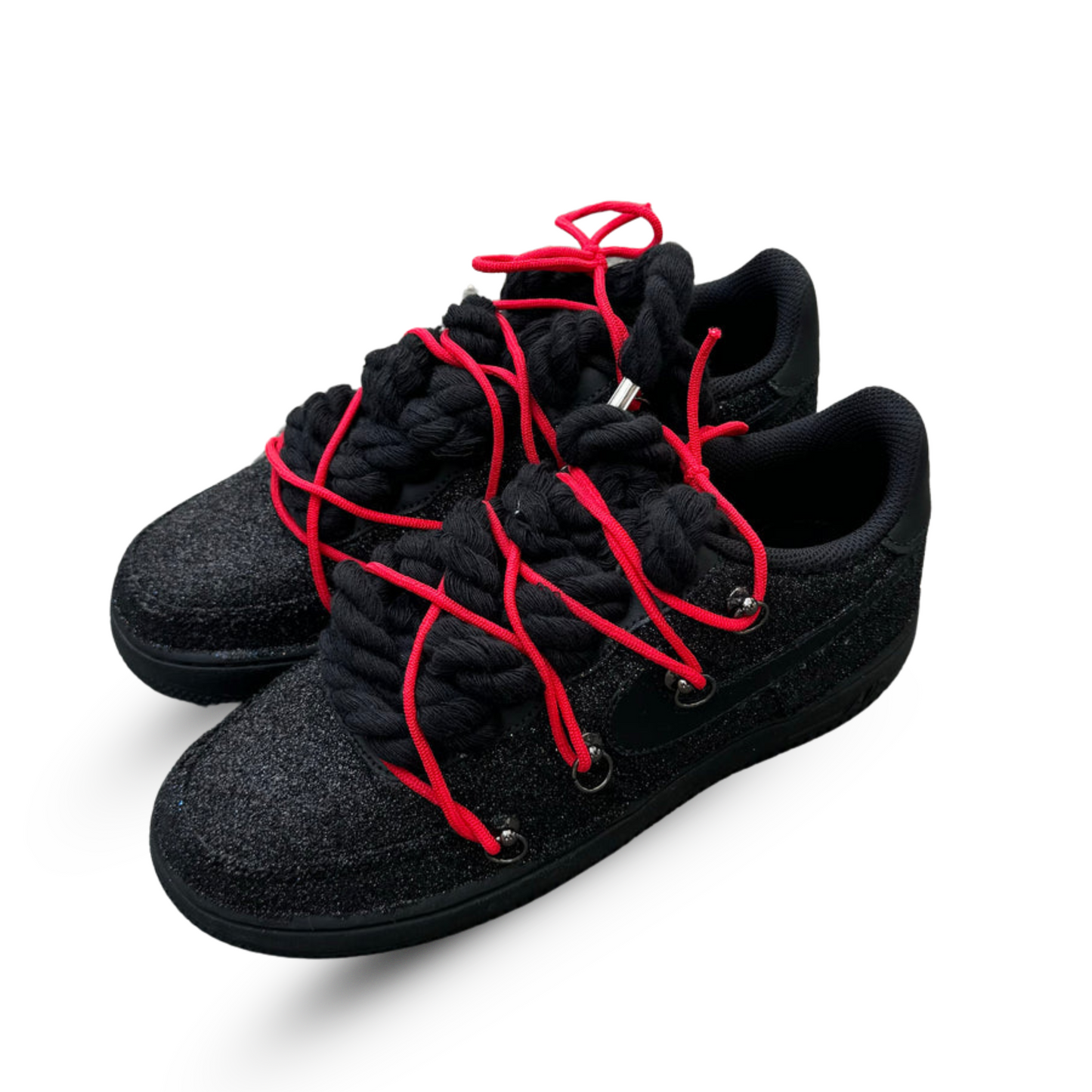Nike Air Force 1 Low Black Glitter con Doppio Laccio Rosso – Sneakers Unisex