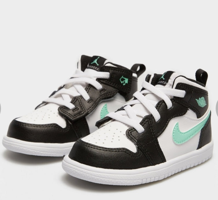 Air Jordan 1 Mid Nero Bianco Verde Bambino