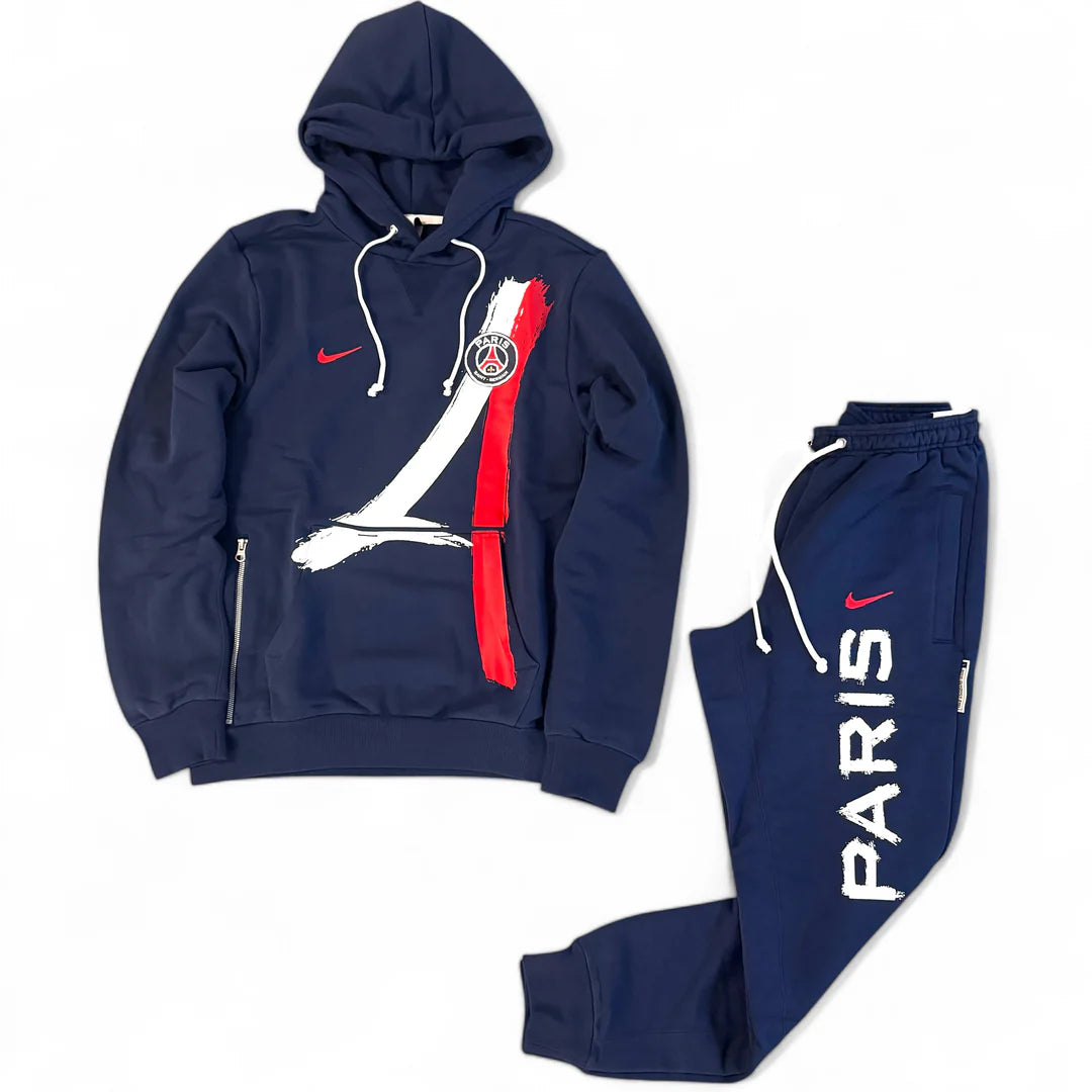 Tuta Nike PSG Blu con Felpa Cappuccio e Logo Paris