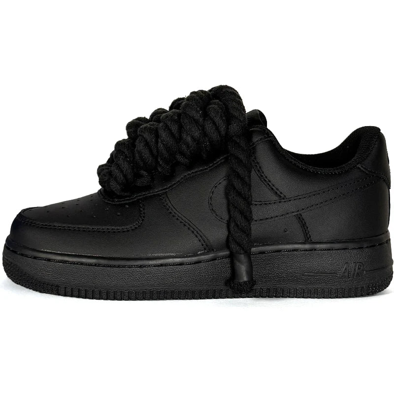 Nike Air Force 1 Nere con lacci a corda