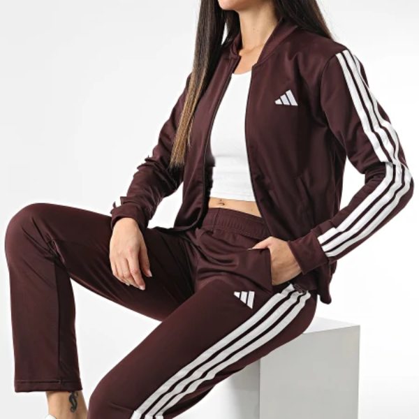 Tuta Adidas Donna Marrona con 3-Stripes Bianche