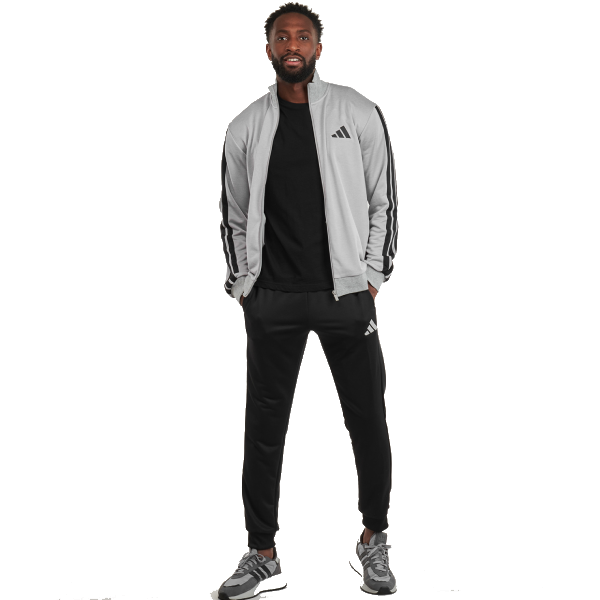 Tuta Adidas Grigia Chiara in Microfibra con Pantaloni Neri Uomo