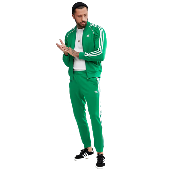 Tuta Adidas Adicolor Verde con Bande Bianche