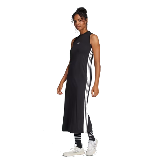 Abito Adidas sportivo lungo nero con 3 strisce