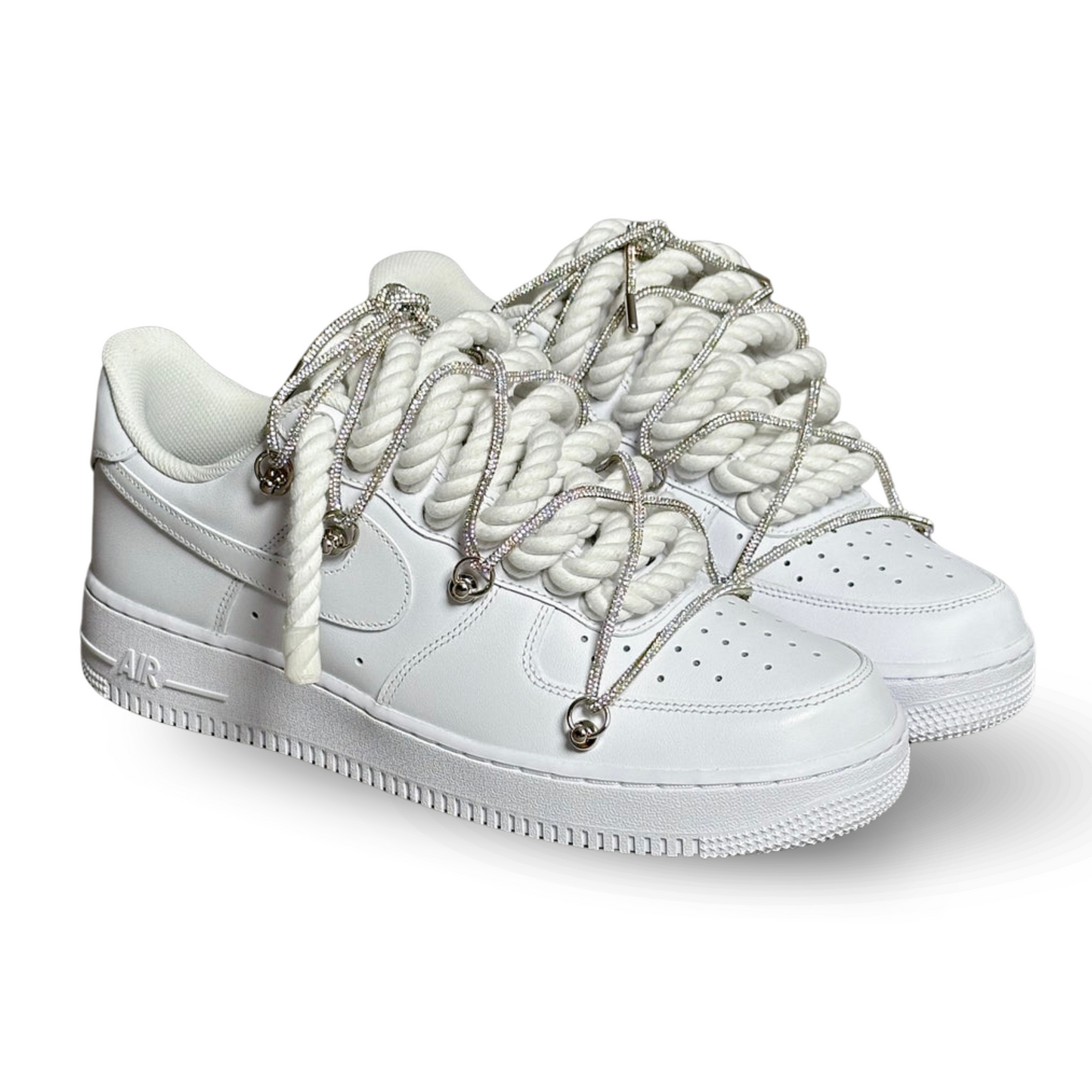 Nike Air Force 1 Bianche Lacci Corda e Glitter