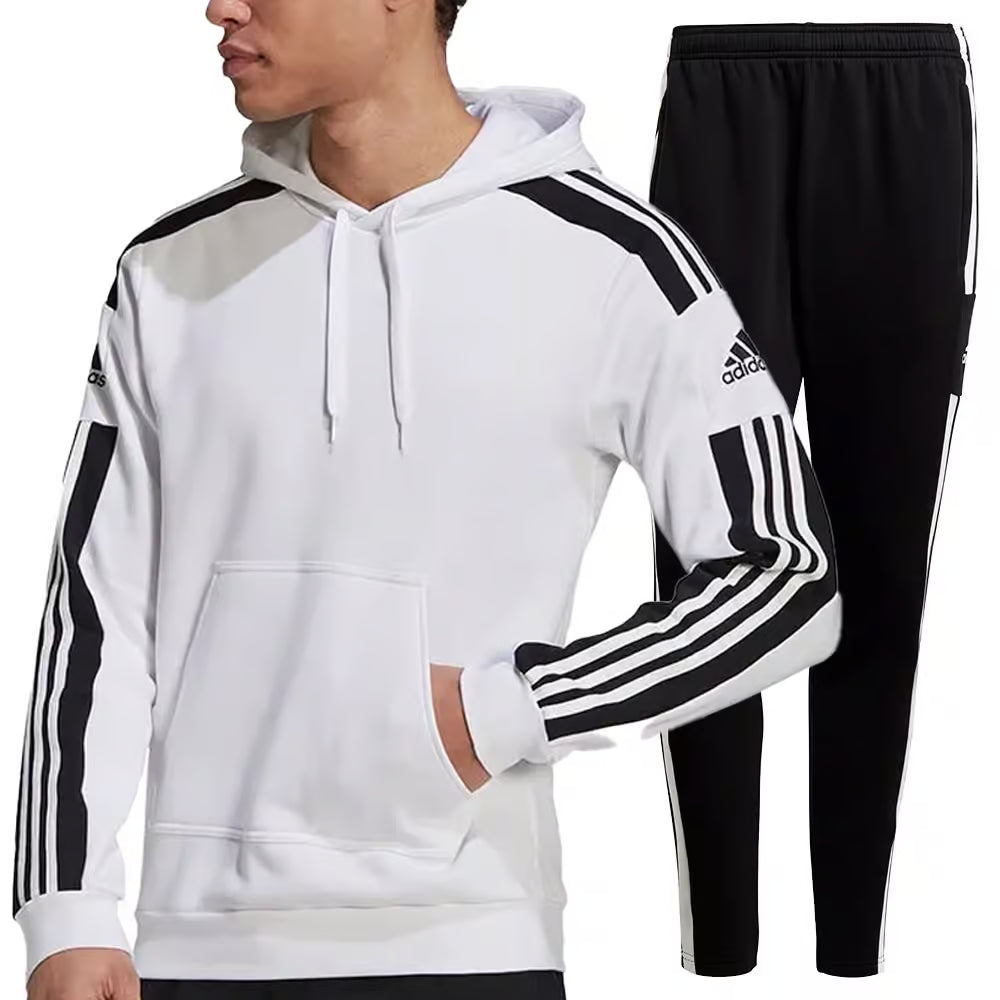 Tuta Adidas Felpa  Rossa e Pantalone nero - Felpa Bianca Pantalone Nero