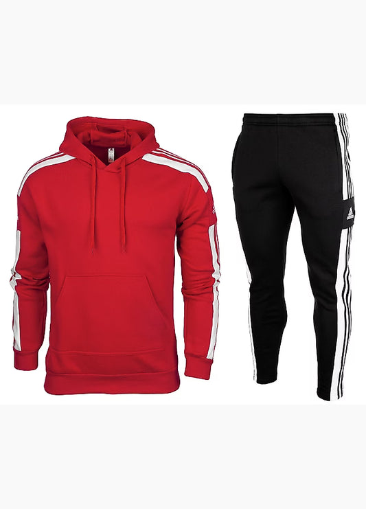 Tuta Adidas Felpa  Rossa e Pantalone nero - Felpa Bianca Pantalone Nero