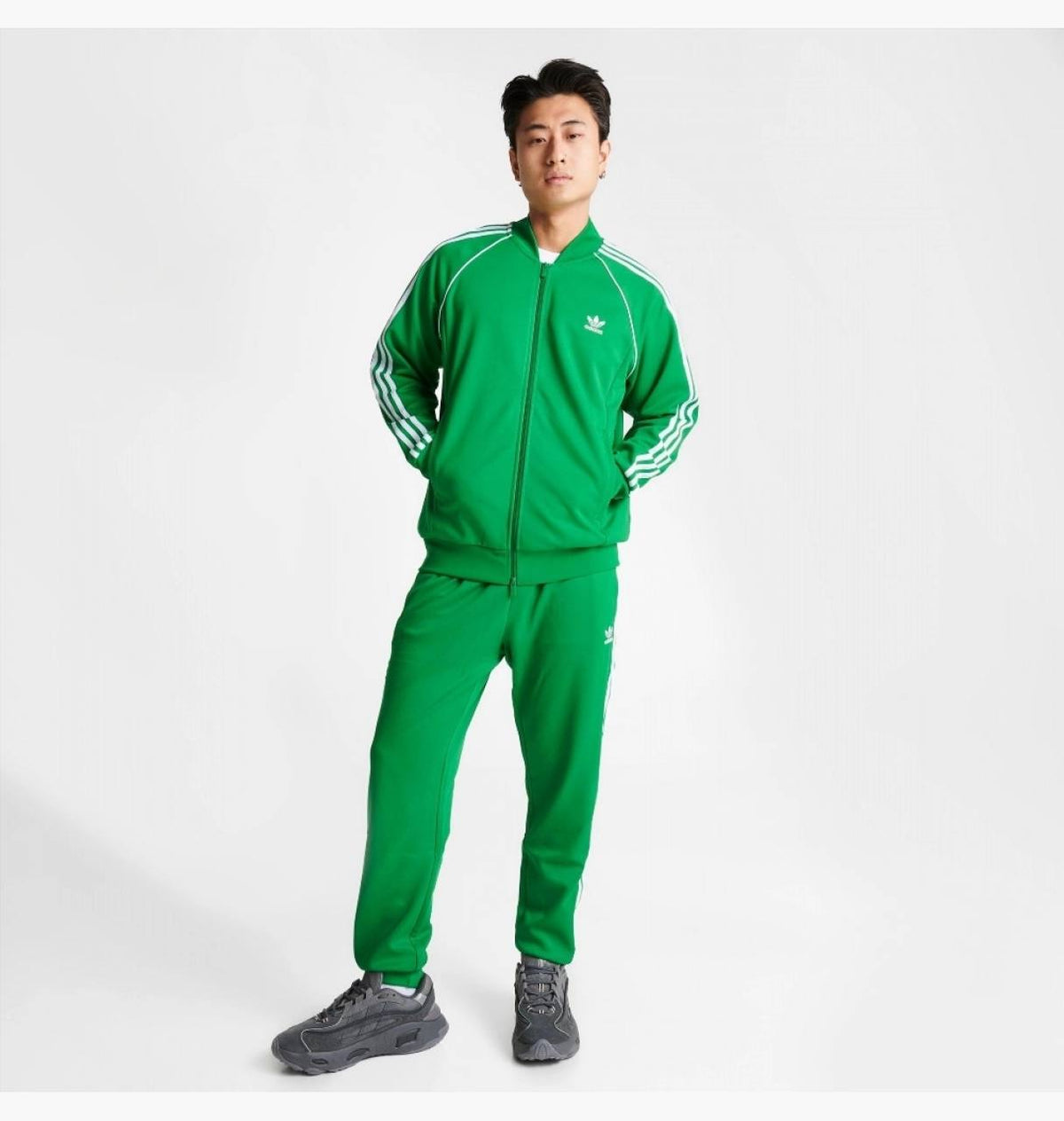 Tuta Adidas Adicolor Verde con Bande Bianche