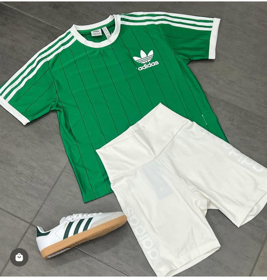 COMPLETO ADIDAS SHIRT BLU\VERDE E CICLISTA