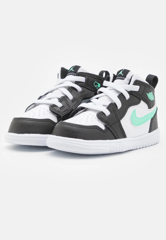 Air Jordan 1 Mid Nero Bianco Verde Bambino