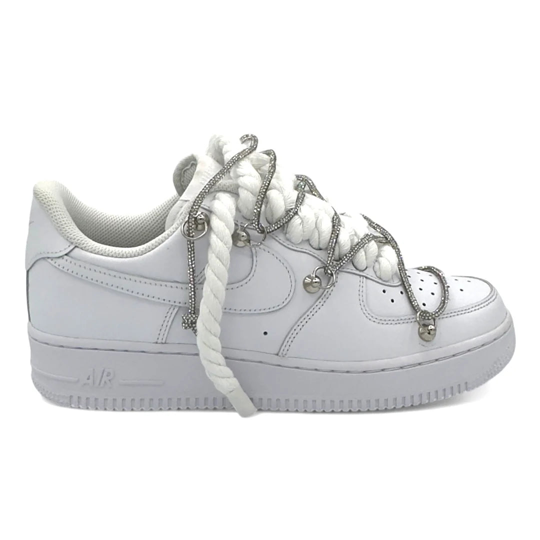 Nike Air Force 1 Bianche Lacci Corda e Glitter