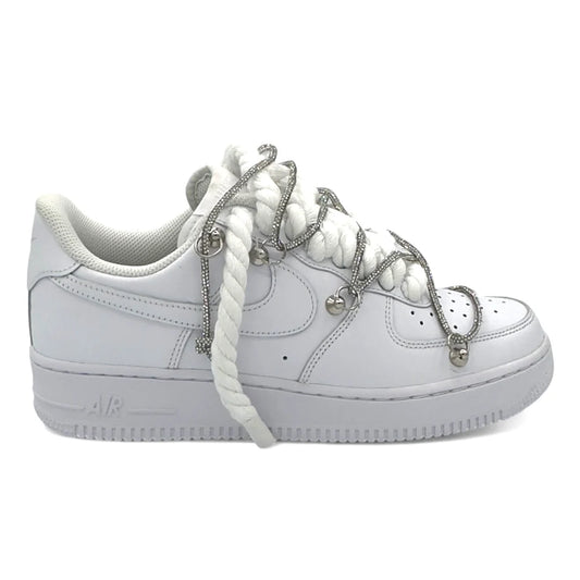 Nike Air Force 1 Bianche Lacci Corda e Glitter