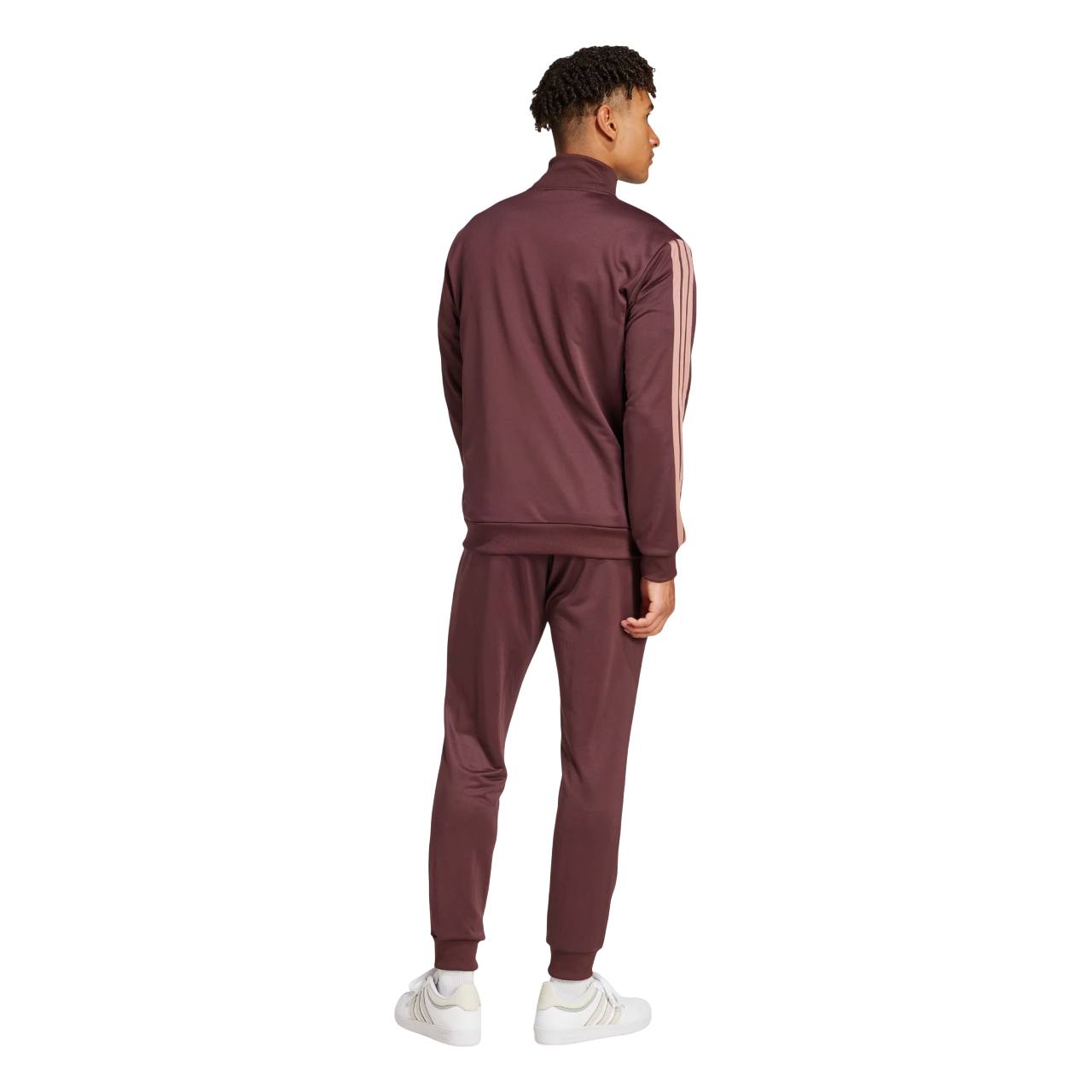 Tuta adidas Sportswear Basic French Terry 3 Strisce rosso scuro