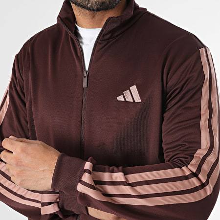 Tuta adidas Sportswear Basic French Terry 3 Strisce rosso scuro
