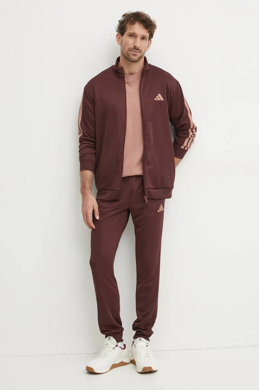 Tuta adidas Sportswear Basic French Terry 3 Strisce rosso scuro