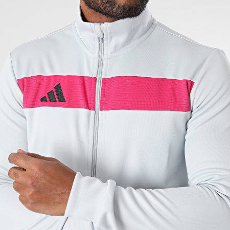Tuta Adidas Grigio Chiaro con Dettagli Rosa