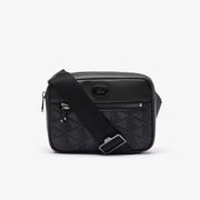 Borsello Lacoste  monogram in pelle nero