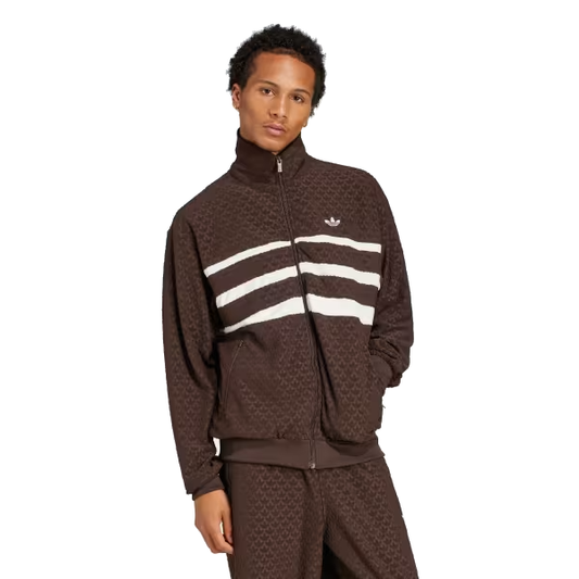 Tuta Adidas Marrone Monogram con Bande Bianche