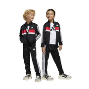 Tuta Adidas Bambini Nera con Bande Bianche e Dettaglio Rosso