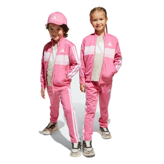 Tuta Adidas Bambini Rosa con Bande Bianche