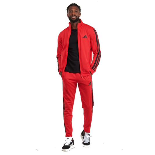 Tuta Adidas Rossa in Microfibra con Bande Nere Uomo