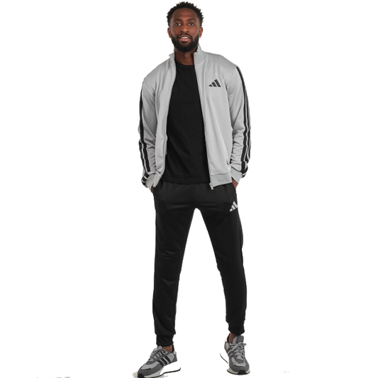 Tuta Adidas Grigia Chiara in Microfibra con Pantaloni Neri Uomo