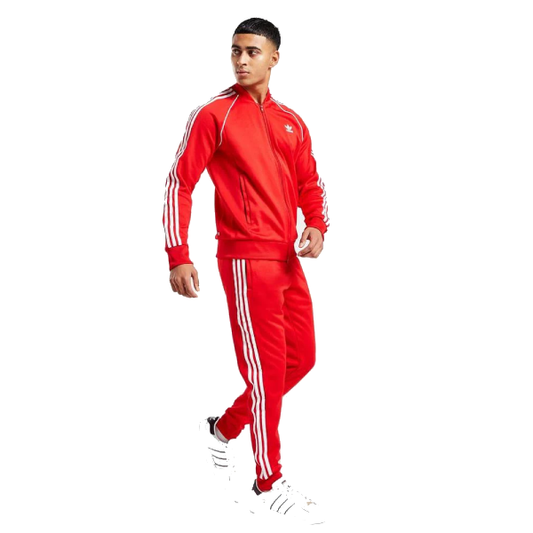 Tuta Adidas Beckenbauer Rossa con Bande Bianche