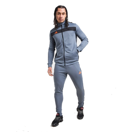 Tuta Adidas Uomo Antracite con Dettagli Neri e Arancioni