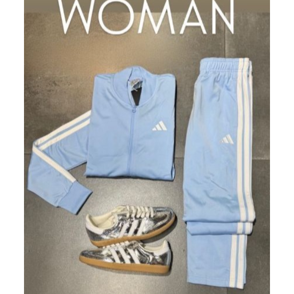 Tuta Adidas Donna Celeste con 3-Stripes Bianche
