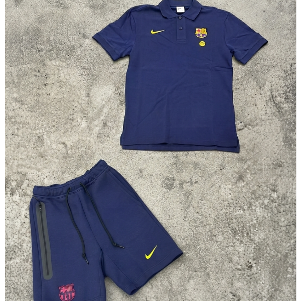 completo nike x barcellona polo blu