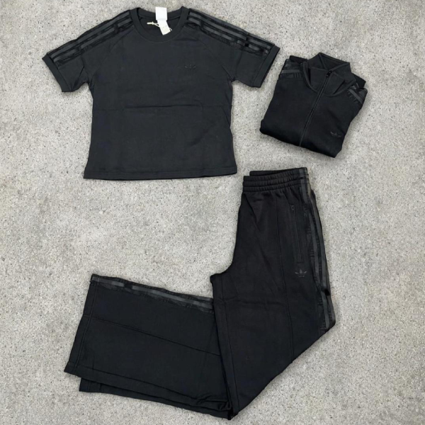 Tuta Adidas Nera Ricamata Donna Con Shirrt