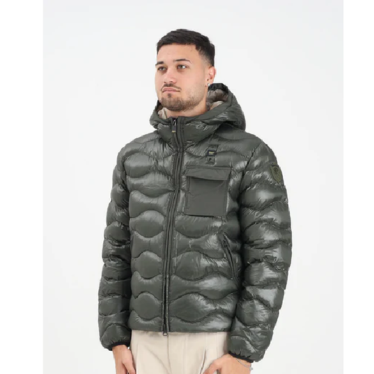 Blauer Uomo Verde Con Taschino e Cappuccio