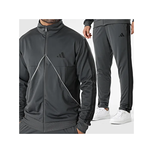Tuta Adidas Grigia Striscia Bianca