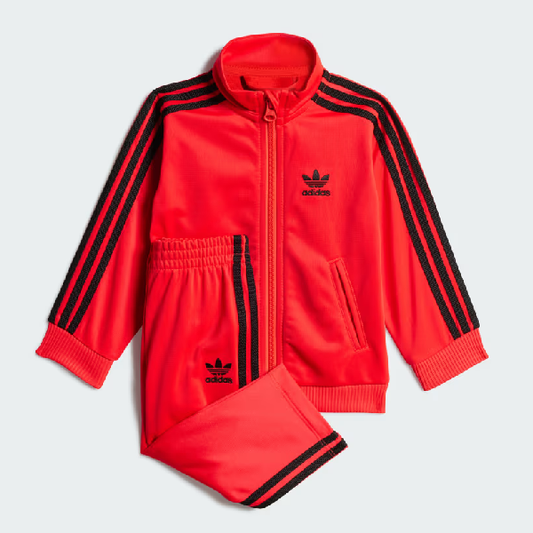 Tuta Adidas Rossa Con Bande Nere bambino-bambina