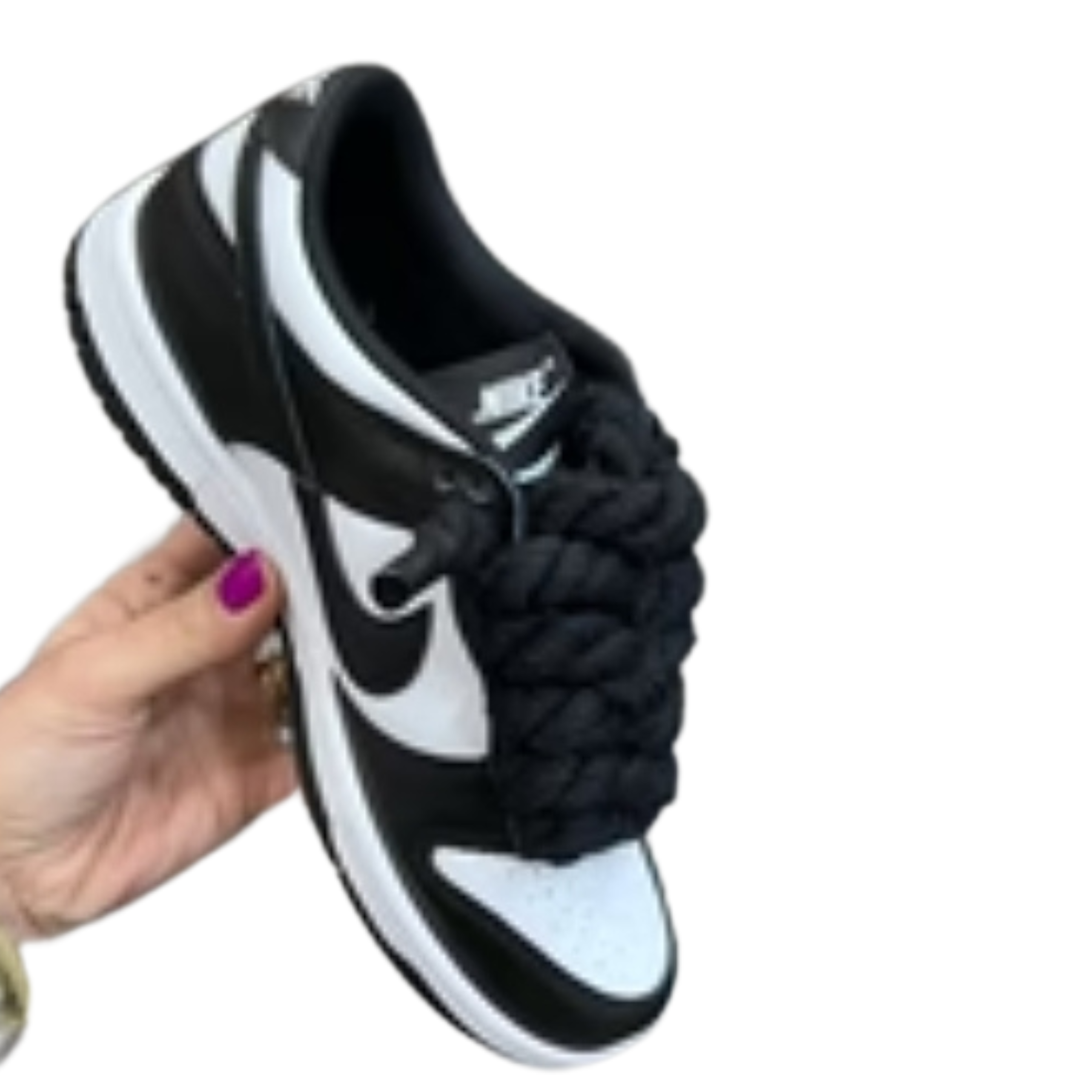 Nike Dunk Low Panda con lacci corda neri